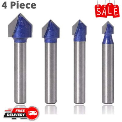 Industrial Grade 1/4in Shank V 90 Degree Groove Router Bit Set Cnc Engraving Bit
