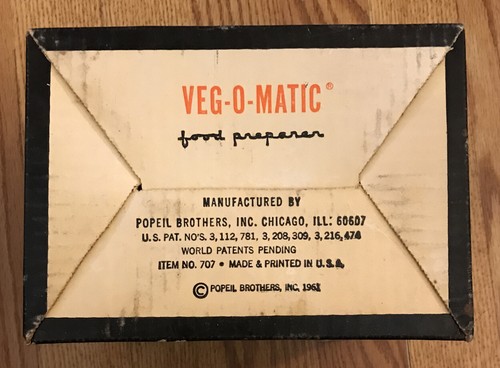 VTG 1961 Veg-O-Matic Food Prep Tool 1 Blade Original Box - Picture 6 of 7