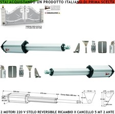 MOTORI CANCELLO ELETTRICO 220 V 5 MT CORSA 400 MM REVERSIBILE 2 ANTE DA 2,5 MT