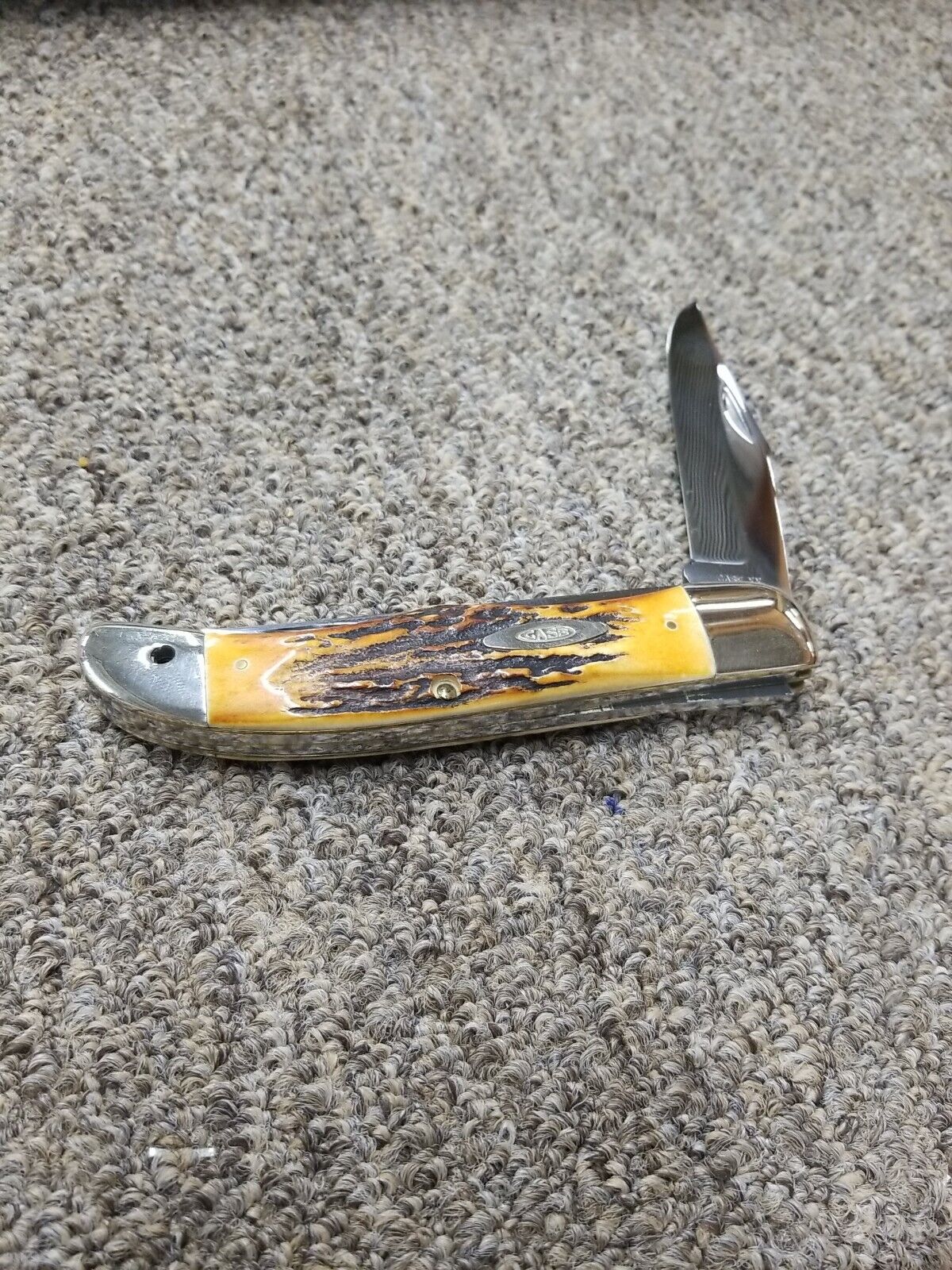 Case Knife Folding Hunter stag handle lanyard hole 2 blade 5265sab