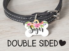 Floral Dog Tag Personalized Pet ID Tag Dog ID Tag for Collar Dog Name Tag