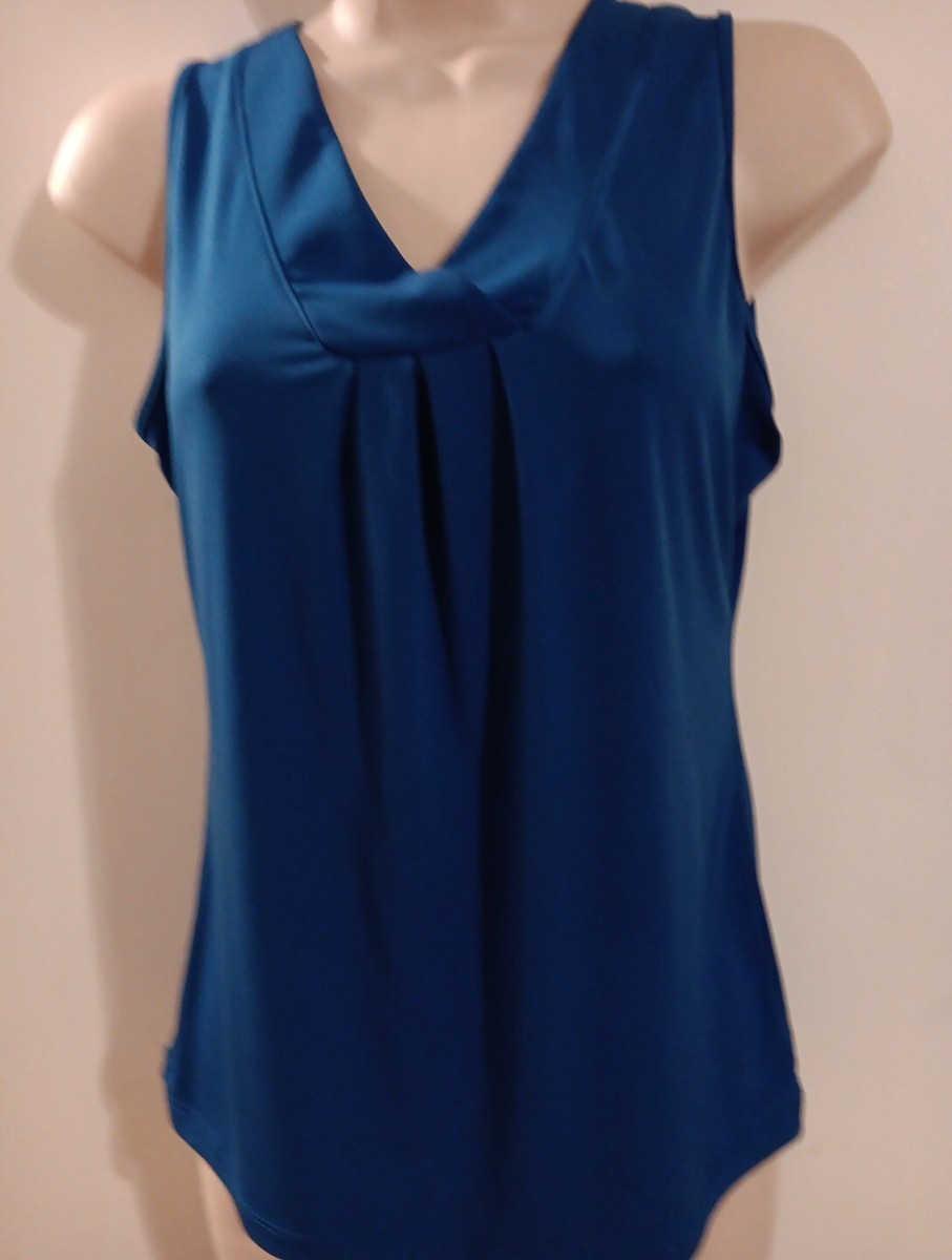 New York & Co Deep Blue V-Neck Sleeveless Top Sz M | eBay