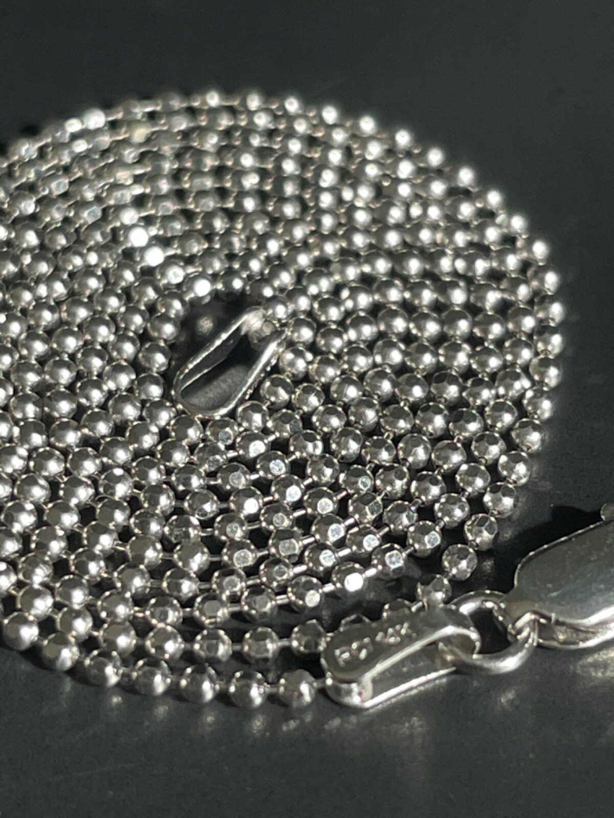 Vintage Solid 14k White Gold Beaded Chain Necklace 18 inch Amazing