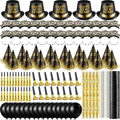 404 Pcs New Years Eve Party Supplies Gold Black New Years Eve Party Favors Ha...