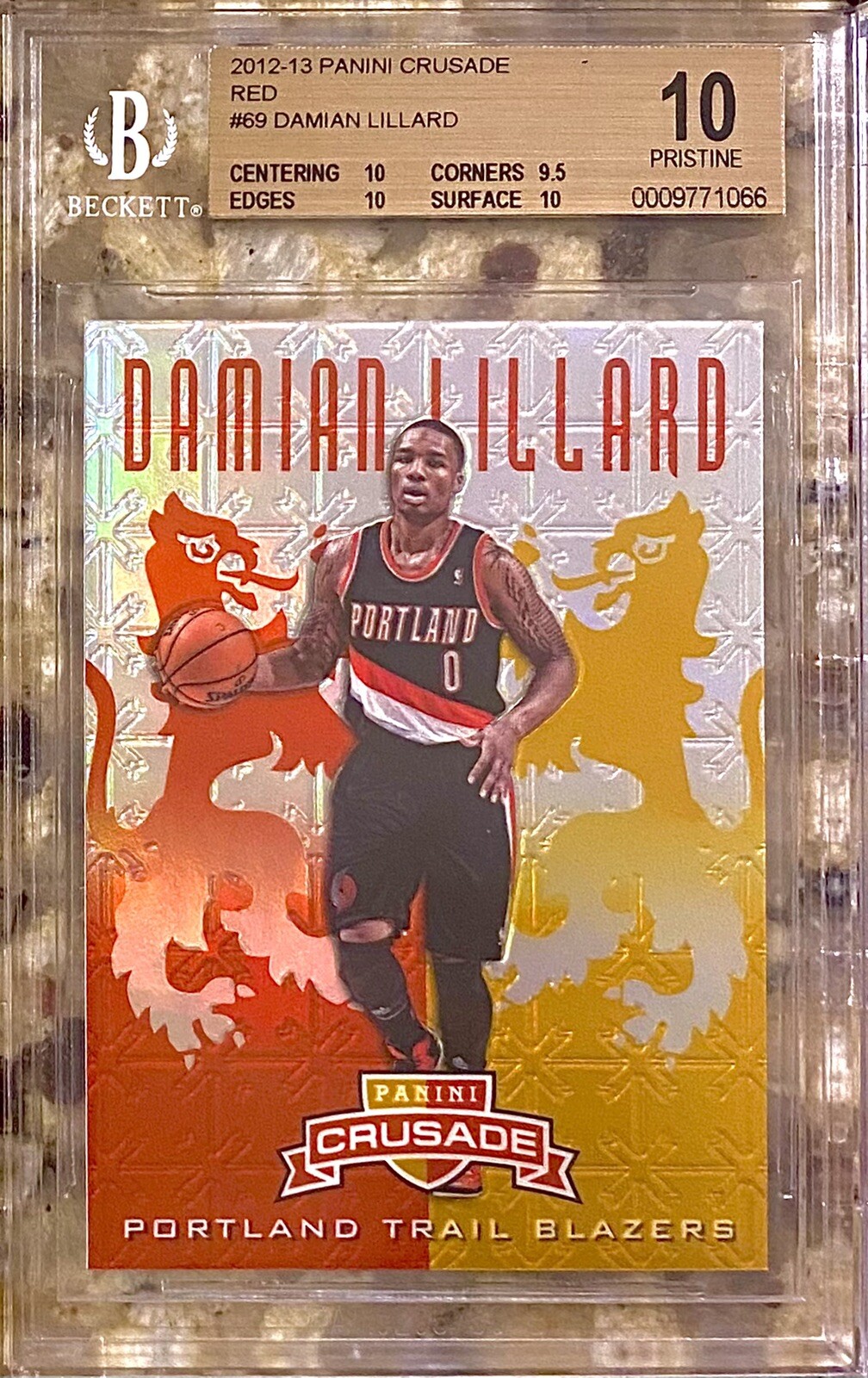 2012 POP 3 LILLARD ROOKIE RC /99 RED PRIZM PANINI CRUSADE #69 BGS 10 PRISTINE!!