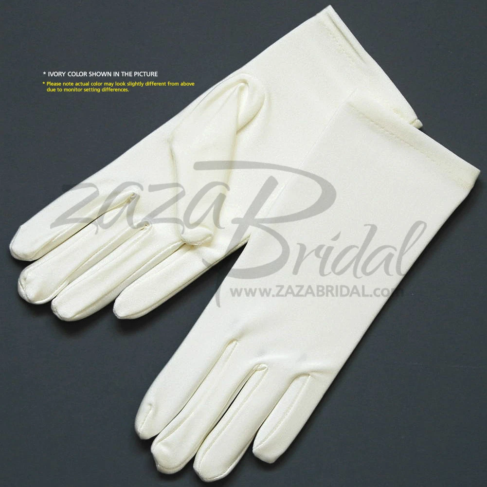 OFF WHITE Guanti abito in raso a 4 vie elasticizzati finitura opaca lunghezza polso 2BL vari colori