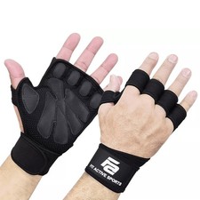 New Ventilated Weight Lifting Gloves with Built-In Wrist Wraps, Full Palm Pro...