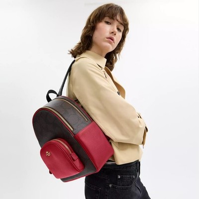NWT Coach  CCK72 Court Backpack In Maxi Signature Canvas  Pebble Leather $450