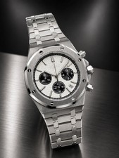 Silver Chronograph Watch White Tapisserie Dia...
