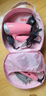 CHI Pineapple Crush Travel Set - 3/4'' Ceramic Mini Flat Iron, Hair Dryer, w/Bag