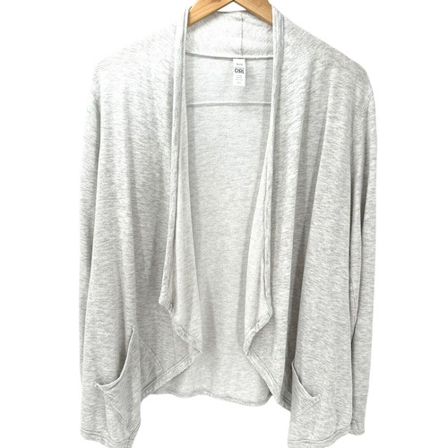 Athleta Sweater Girls XL 14 Open Cardigan Slub Knit Gray + Pockets Thumbholes - Picture 1 of 7