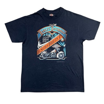 Vintage 90s Harley Davidson 3D Emblem  The South Is Where Its At   T-Shirt Sz XL