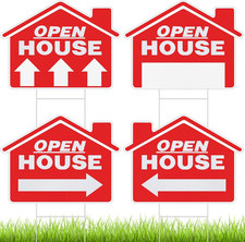 4 Pcs Open House Signs for Real Estate 12X16 Inch Double Sided Directional Signs