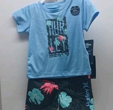 Hurley Baby 2-Pc Set Swim Trunks w/ Rash Guard 12M Nike Dri-FIT UPF 50 Floral