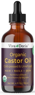Viva Doria Organic Castor Oil, 4 Fl Oz | Virgin, Cold 4 (Pack of 1)
