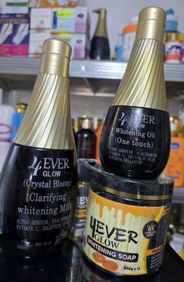 4EVER GLOW CRYSTAL BLOOM WHITENING MILK, Öl, Molato Seife. 3set 