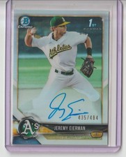 JEREMY EIERMAN 2018 BOWMAN CHROME 1ST #CDA-JE REFRACTOR AUTOGRAPH SN /484