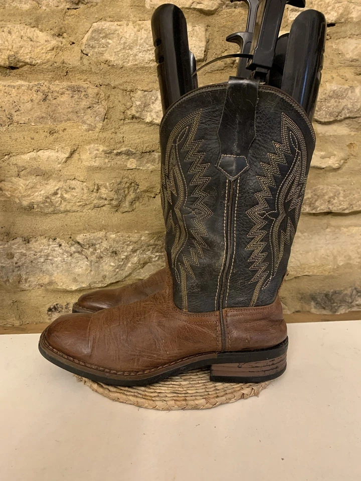 J B Dillion Brown Black Leather Cowboy Boots Size UK 5 US 6 Western Mid Calf - Image 2 of 4