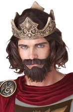 Medieval King Renaissance Halloween Costume Wig Brown
