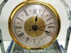 Glass Desk Clock “To My Dad” Engraved Gift w/ Box Gold Trim Quartz — photo 3