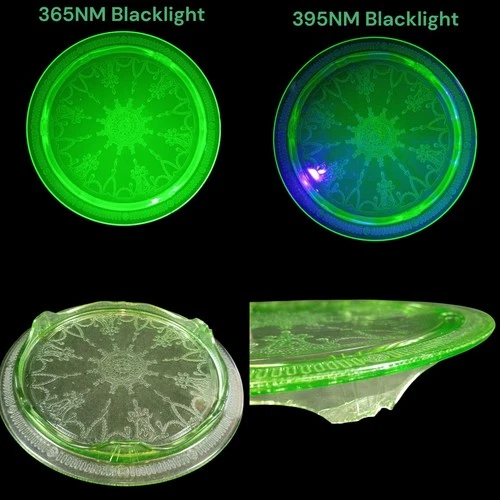 1x 10" Vintage Green Depression Uranium Cameo Ballerina Glass Footed Cake Plate