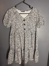SHEIN Small Dalmatian Print Babydoll Dress – Black & White Flowy
