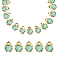 50 Pcs 8x10mm Faceted Teardrop Crystal Beads, Gold Iridescent