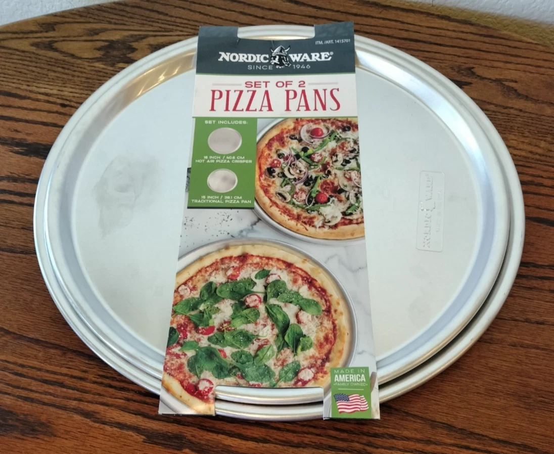 Nordic Ware NEW Pizza Pan 2 Aluminum Round Hot Air Crisper ,Traditional Pans USA