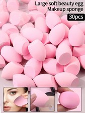 Juego de 30 piezas de licuadora de esponja de maquillaje huevos de belleza para crema líquida en polvo contorno facial