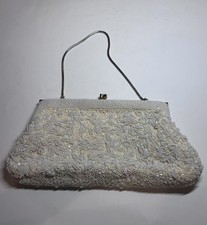 Vintage La Regale Handmade Beaded White Purse Clutch