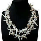 2 Rows White Cross Pearl Statement Necklace Designer Beads Jewelry Femme