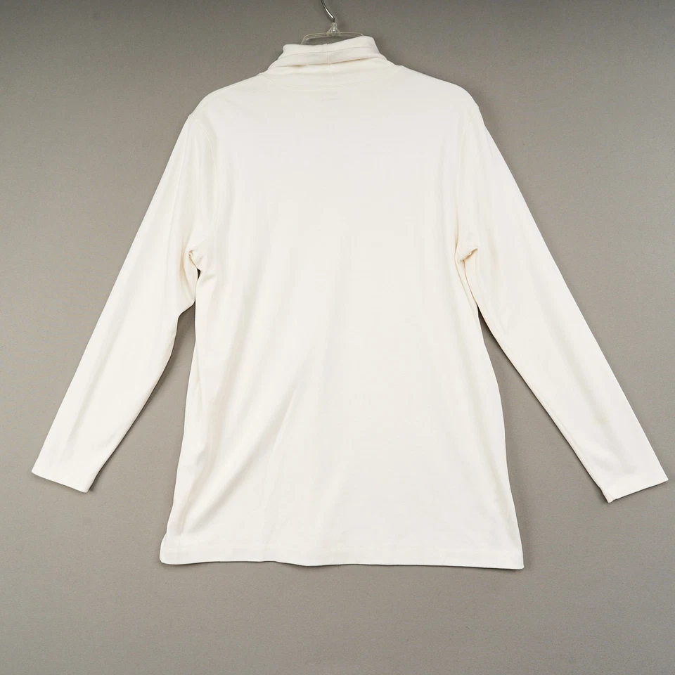 Lands End Turtleneck Shirt Womens XL 18 Ivory Cotton Long Sleeve - Image 3 of 4
