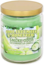 Smoke Odor Exterminator Candle, 13oz jar, Cool Cucumber & Honeydew Green 