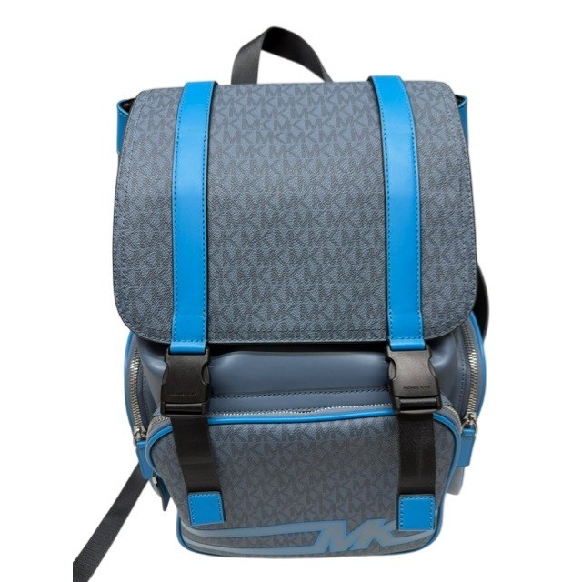 Michael Kors Cooper Denim Blue Utility Rucksack Flap Pocket Large Backpack
