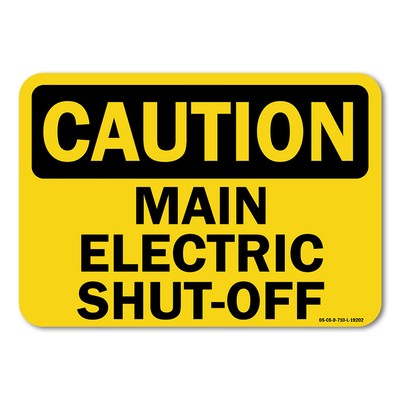 Main Electric Shut-Off ANSI Caution Sign Metal Plastic Decal