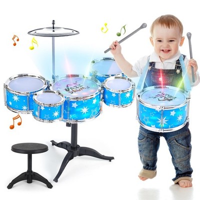 Kids Drum Set for Toddlers w/ Light (All Plastic), Musical Gifts Toys for Boy...