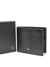 Montblanc Mens Leather Wallet Meisterstuck Croc Black 8cc MB 116290 7187G