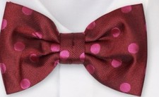 Burgundy Pink Polka Dot Bow Tie and Pocket Square Set