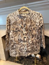 Chico's Brown and Beige Animal-Print Button Front Jacket Size Large 2 