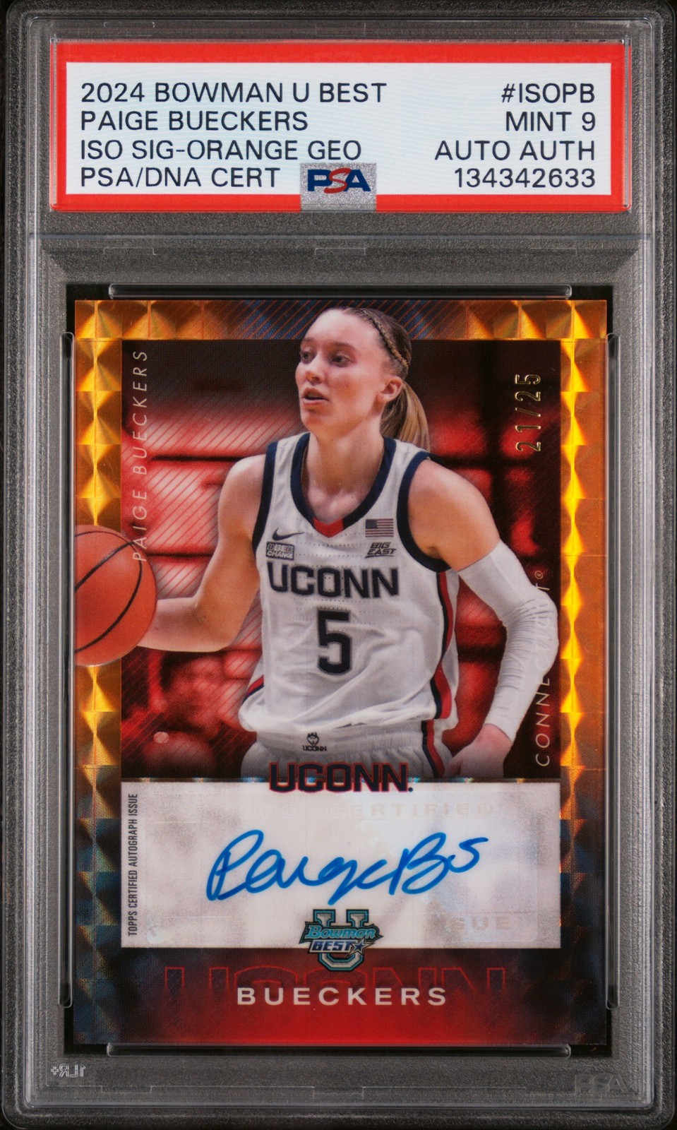 BOWMAN UNIVERSITY BEST ISO SIGNATURES PAIGE BUECKERS 21/25 PSA 9 AUTO AUTHENTIC