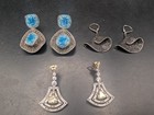 🔥 DESIGNER STERLING SILVER PAVED CZ DANGLE STATEMENT LARGE EARRINGS STUNNING 🔥 — photo 1