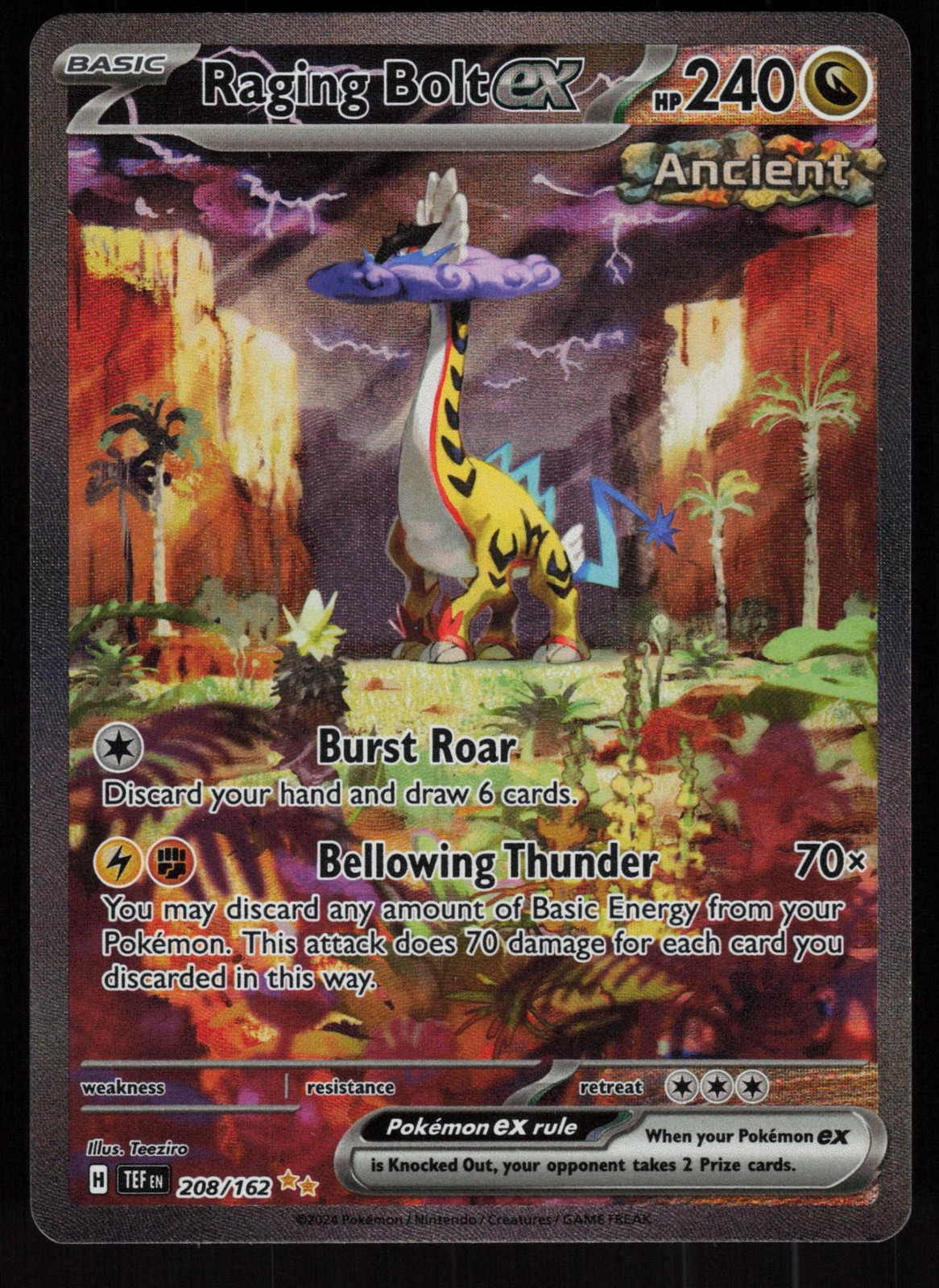 Raging Bolt ex 208/162 Special Illustration Rare Temporal Forces Pokemon - PQ