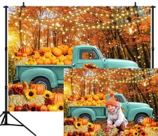 Fall Backdrops Photography Friendsgiving Autumn Harvest Pumpkin Truck 8x6 FT