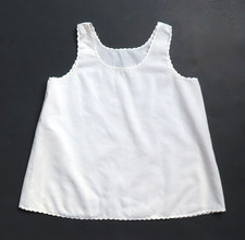 Vtg Semi-Sheer Sleeveless Baby Dress or Slip, Scalloped Edges, White, 6 Mos.