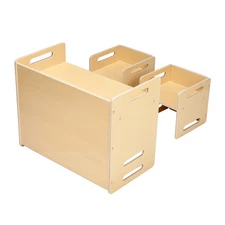 Uimoso Weaning Table and Chair Set Montessori Toddler Desk with 2 Chairs Wood