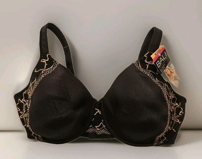 BALI Side Support Underwire Bra 42DD Black and Gold NEW With Tags