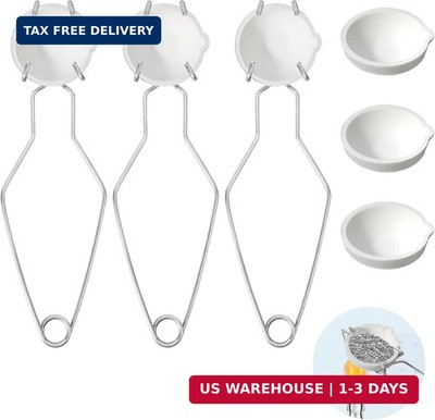 9 Pcs Crucibles for Melting Metal Kit, 6 Ceramic Quartz Crucibles, 3 Pcs Whipcli
