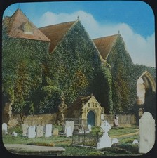 Foto WINCHELSEA DIE ALTE KIRCHE EAST SUSSEX UM 1890 Magische Laterne Dia