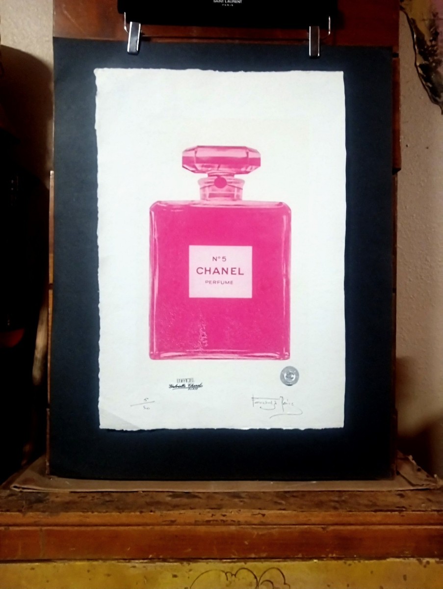 Pink CHANEL Bottle Limited Edition Print, 22'x 15'x Hand Signed