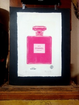 Pink CHANEL Bottle Limited Edition Print, 22'x 15'x Hand Signed